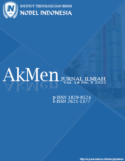 					View Vol. 19 No. 3 (2022): AkMen JURNAL ILMIAH
				