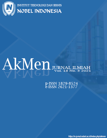 					View Vol. 18 No. 3 (2021): AkMen JURNAL ILMIAH
				